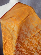 Mustard Orange Banarasi Soft Silk dupatta in soft silk (non-pure) with muted gold zari weaving — Kaash Collection
