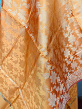 Mustard Orange Banarasi Soft Silk dupatta in soft silk (non-pure) with muted gold zari weaving — Kaash Collection