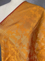 Mustard Orange Banarasi Soft Silk dupatta in soft silk (non-pure) with muted gold zari weaving — Kaash Collection