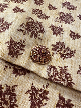 Off White men's Nehru/Modi jacket in jute soft silk with brown floral prints — Kaash Collection