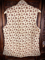 Off White men's Nehru/Modi jacket in jute soft silk with brown floral prints — Kaash Collection