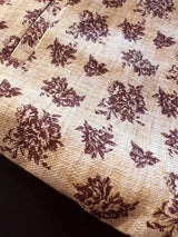 Off White men's Nehru/Modi jacket in jute soft silk with brown floral prints — Kaash Collection