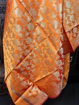 Orange Double-Tone Soft Silk dupatta in soft silk (non-pure) with double-tone with zari weaving — Kaash Collection