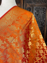 Orange Double-Tone Soft Silk dupatta in soft silk (non-pure) with double-tone with zari weaving — Kaash Collection