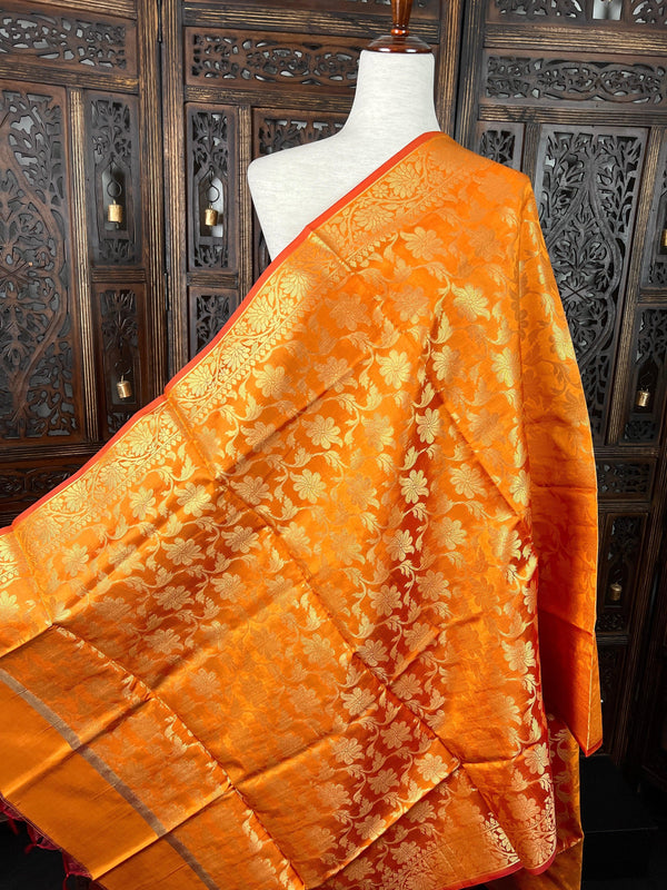 Orange Silk double tone Soft and Light Weight Dupatta - Kaash