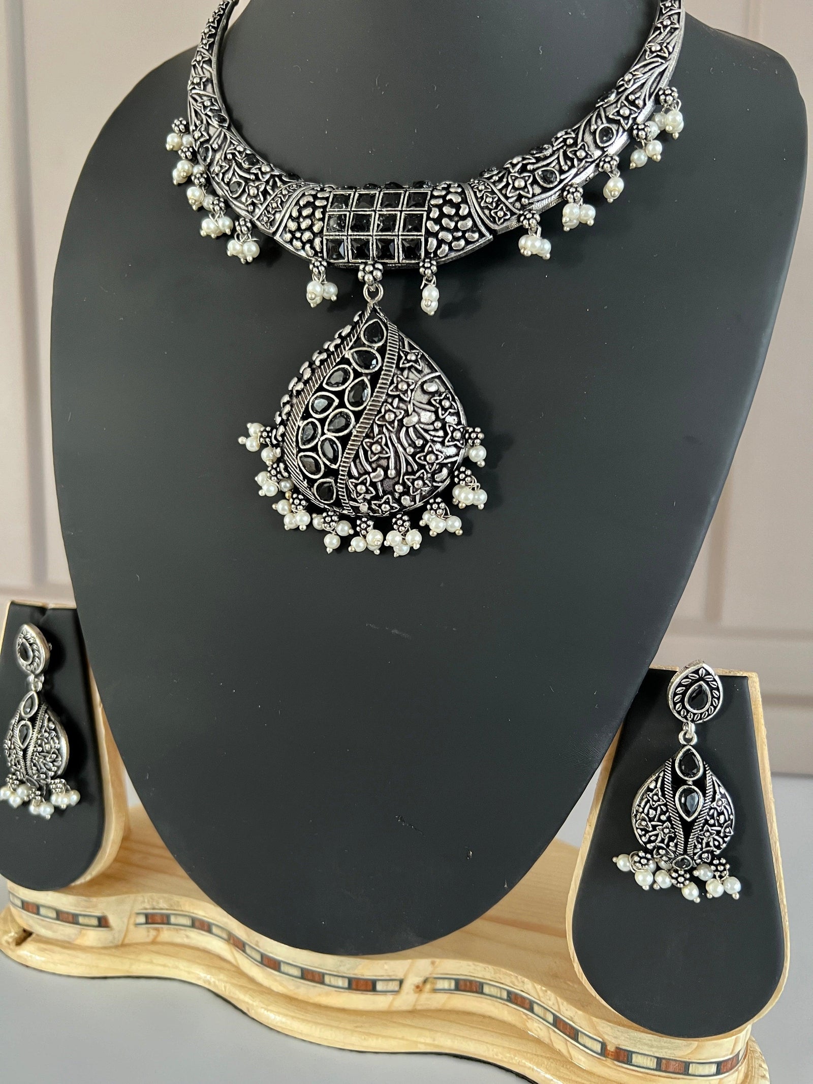 Oxidized Jewelry Necklace with earrings Oxidized indian