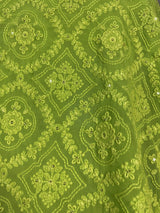 Parrot Green Pure Georgette Saree with Chikankari and Sequin Work| Parrot Green Color Saree | Chikankari Sarees | Kaash Collection - Kaash