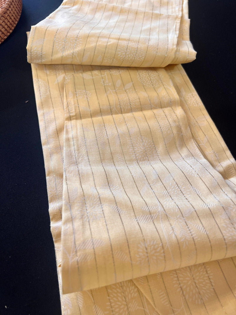 Pastel Light Yellow Color Cotton Silk Kurta with Digital Prints and Zari Stripes | Mens Kurta Pajama Set | Mens Ethnic Wear - Kaash