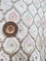 Pastel Pearl Off White men's Nehru/Modi jacket in silk (non-pure) with embroidery, thread & sequin work — Kaash Collection