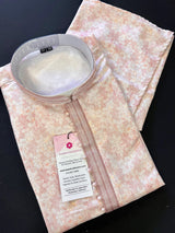 Pastel Tea Pink men's kurta pajama in soft silk (non-pure) with floral digital prints — Kaash Collection
