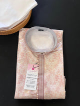 Pastel Tea Pink men's kurta pajama in soft silk (non-pure) with floral digital prints — Kaash Collection