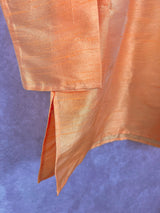 Peach Color Raw Silk Indian Men Short Kurta - Kaash