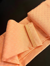 Peach men's kurta pajama in raw silk with embroidery on neckline — Kaash Collection