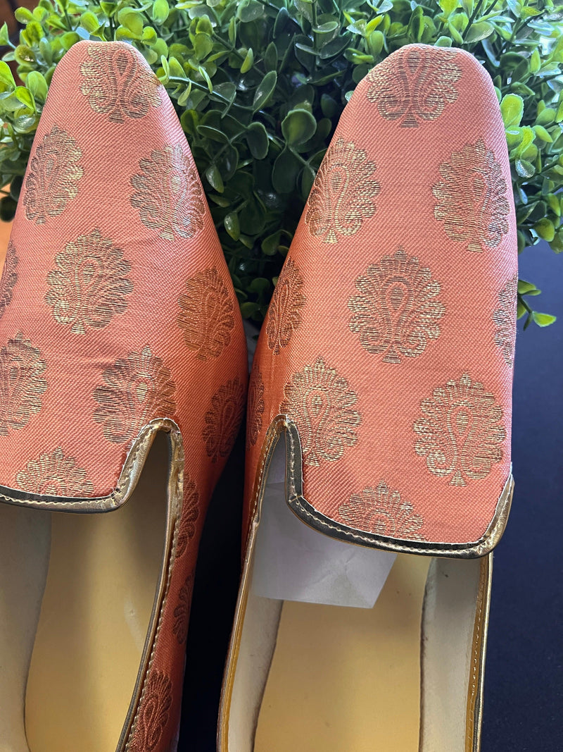 Peach Pink Color Mens Shoes | Men Mojari | Shoes for Sherwani | Mens Shoes for Indian Wedding | Shoe for Indian Kurta | Jutti for Wedding - Kaash