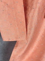 Peach Soft Silk with Self-Embroidery & Mirror 2-piece kurta pajama set for boys with self-embroidery, silver zari & mirror — Kaash Collection