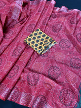 Pink 90 Count Linen Bandhani Bandhej Saree - Kaash