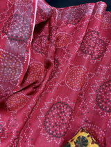 Pink 90 Count Linen Bandhani Bandhej Saree - Kaash