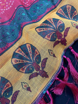 Pink 90 Count Linen Bandhani Bandhej Saree - Kaash