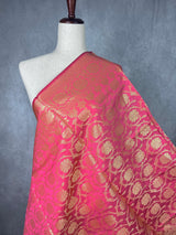 Pink Banarasi Soft Silk dupatta in soft silk (non-pure) with muted gold zari weaving — Kaash Collection