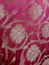 Pink Banarasi Soft Silk dupatta in soft silk (non-pure) with muted gold zari weaving — Kaash Collection