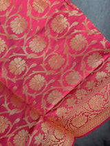 Pink Banarasi Soft Silk dupatta in soft silk (non-pure) with muted gold zari weaving — Kaash Collection