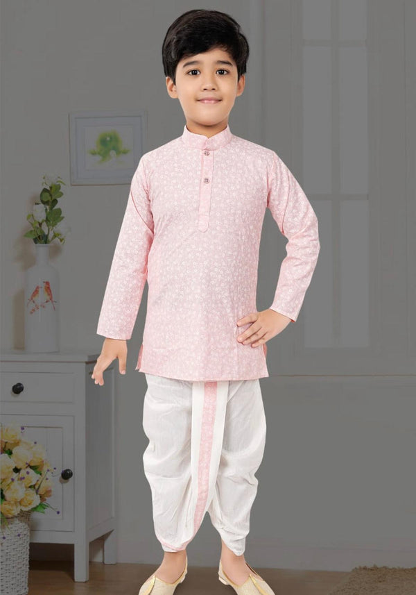 Pink Color Dhoti Sets for Infants and Boys | Cotton Kurtas for Boys | Dhoti Sets for Infants | Dhoti Sets for Boys | Kaash Kids - Kaash