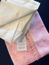 Pink men's kurta pajama in soft silk with zari weave designer pattern — Kaash Collection