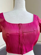 Pink Color Readymade Blouse with small Gold Color design in Brocade - Kaash
