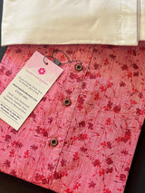 Pink Floral Design Mens Cotton Kurta Pajama Set Mens Ethnic Wear | Indian Pakistani Kurta Pajama Set | Kaash Collection - Kaash