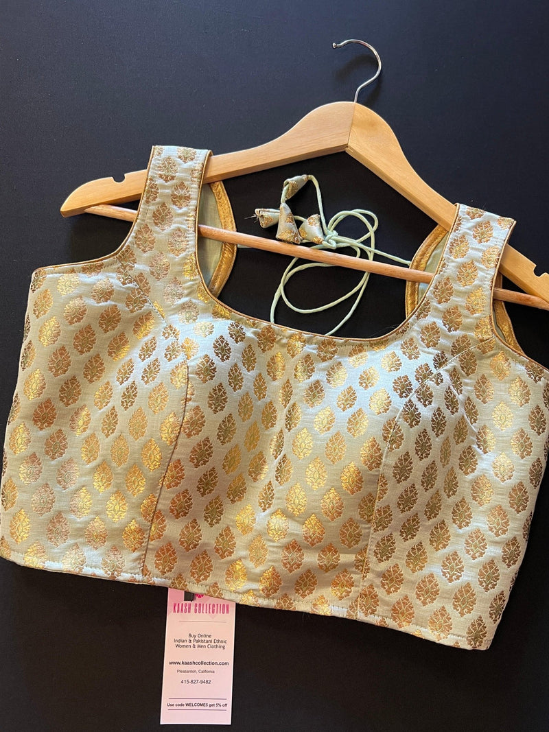 Pista Green Color Banarasi Readymade Blouse - Kaash