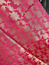 Punch Pink Soft Silk Floral dupatta in soft silk (non-pure) with floral jaal with muted gold zari — Kaash Collection