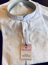 Pure White men's kurta pajama in pure cotton with lucknowi chikankari embroidery — Kaash Collection