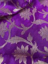 Purple Banarasi Floral Pattern dupatta in banarasi silk (non-pure) with floral with full jaal & tassels — Kaash Collection