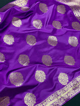 Purple Silk with Big Buttas dupatta in silk with big buttas with grand borders — Kaash Collection