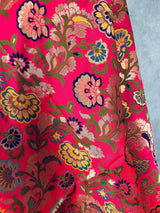 Rani Pink Paithani Semi Banarasi dupatta in banarasi semi soft silk with paithani-style floral with meenakari — Kaash Collection