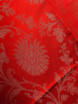 Red Banarasi Silk Floral dupatta in soft silk (non-pure) with floral jaal with muted gold zari — Kaash Collection