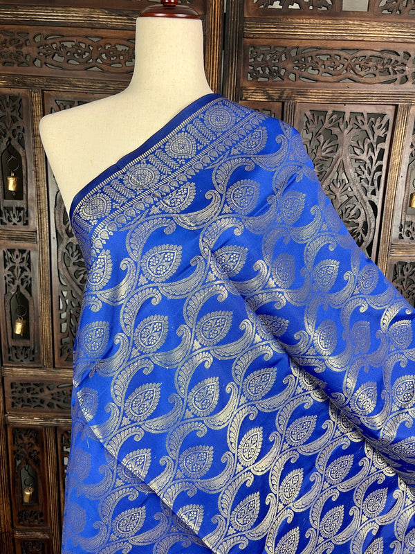 Royal Blue Banarasi Soft Silk Designer Dupatta with Muted Gold Zari | Benarasi Dupatta | Gift For Her | Kaash Collection - Kaash