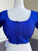 Royal Blue Color Plain Blouse in Raw Silk Material Princess Cut ReadytoWear Blouses - Kaash