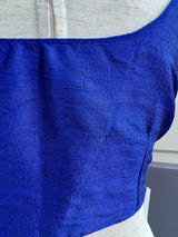 Royal Blue Color Plain Blouse in Raw Silk Material Princess Cut ReadytoWear Blouses - Kaash