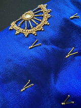 Royal Blue Raw Silk Ready to Wear Blouse | Handwork Blouses | Padded Blouse | Size - 36 | Readymade Saree Blouses | Kaash Blouses - Kaash