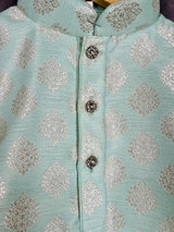Sea Green Boys with Floral Butta Weave 2-piece kurta pajama set for boys with floral butta weaving design — Kaash Collection