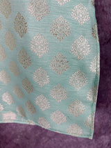 Sea Green Boys with Floral Butta Weave 2-piece kurta pajama set for boys with floral butta weaving design — Kaash Collection