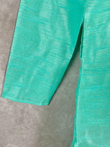 Sea Green Color Raw Silk Indian Men Short Kurta - Kaash