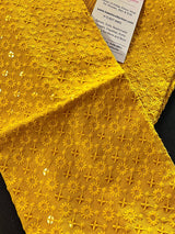 Mustard Yellow men's kurta pajama in premium georgette with sequin & chikankari embroidery — Kaash Collection
