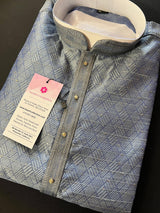 Slate Grey men's kurta pajama in soft silk (non-pure) with tiny sequin with designer weave — Kaash Collection