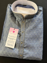 Slate Grey men's kurta pajama in soft silk (non-pure) with tiny sequin with designer weave — Kaash Collection