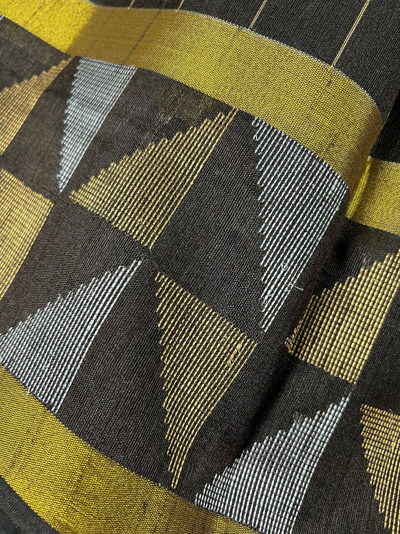 Statement Black Saree with Checks | Handwoven Saree | Semi Raw Silk Saree | Light Weight Saree | Gift for Her | Soft Saree | Kaash Sarees - Kaash