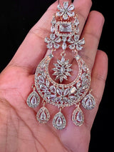 Statement Rose Gold Chandbali Style Premium Quality American Diamond Earrings - Kaash