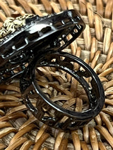 Statement Sabyasachi Inspired Adjustable Ring with Lion face in Black Metal - Kaash