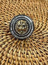 Statement Sabyasachi Inspired Adjustable Ring with Lion face in Black Metal - Kaash